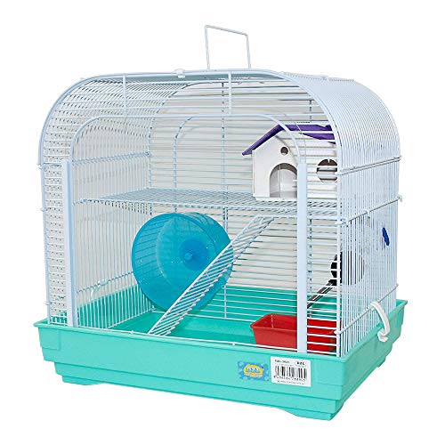 DZL®Jaula Hámster Chalé jaulas Hamsters Palacio metálico 39,5x29,5x38cm (Verde Menta)