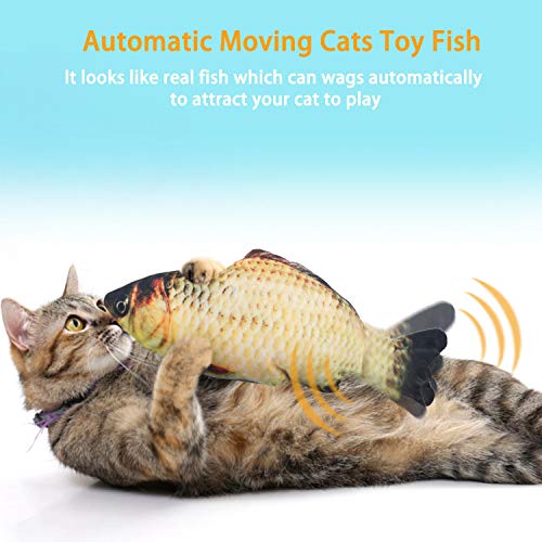 EKKONG Juguete Hierba Gatera,Juguete Interactivo, Simulación de Peces de Peluche Juguetes, Catnip Fish Toys, Juguete Electrico Automático para Gatos Gatito (Type A)