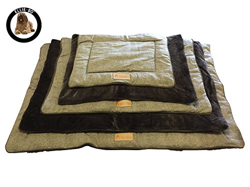 Ellie-Bo - Cama Reversible de Tweed y Piel sintética marrón para jaulas y jaulas Grandes de 91 cm