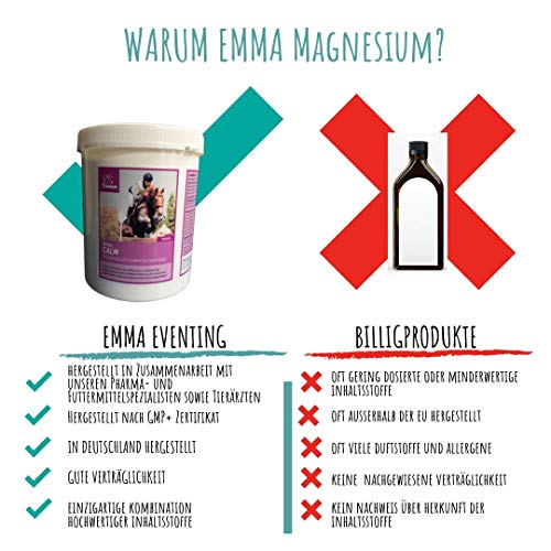 EMMA ⭐ Magnesio Vitamina E para Caballo, Calm I SPARSET I Vitamina E, Fuerte Nerven I Tranquilidad para 's nervöse Caballo I Pellets 1 kg Plus 1 Booster