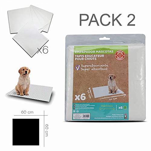 Empapador Perros X6 en Set de 2, Toallitas de Entrenamiento Mascotas. Alfombrilla Higiénica Absorbente 60x60 cm