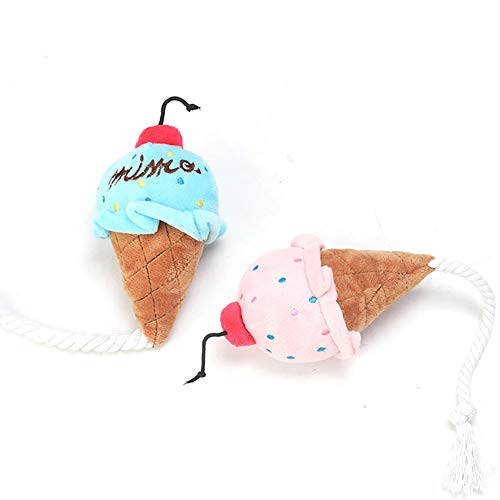 Encoco Chaoyue - Juego de 2 juguetes de peluche con forma de helado, para perros y gatos pequeños