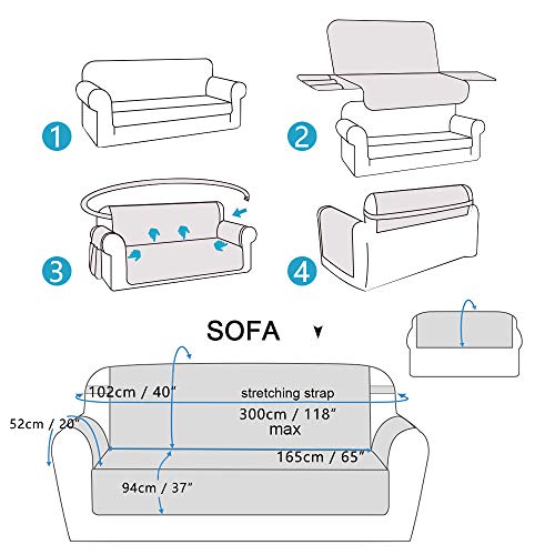 Eono by Amazon Muebles lavables, funda protectora de sofá de tres plazas para mascotas