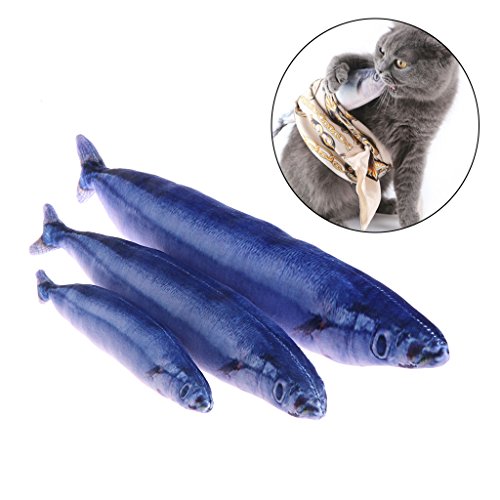 Erisl 3D Mascota Gato Realista de Peluche Pescado Relleno Menta Interactivo Gatito Masticar Bite Juguete