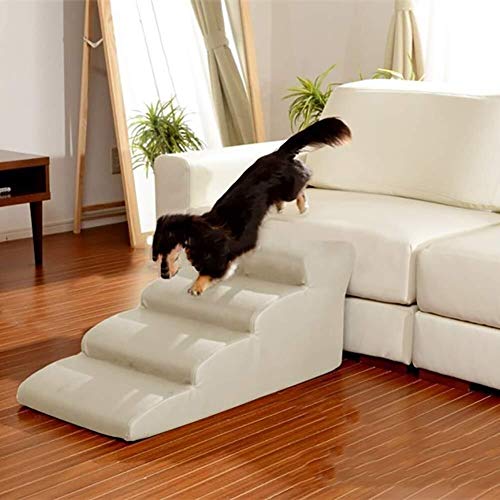 Escalera para Perro 4 Pasos For Perros Escaleras For Llegar On High Cama For Gatos Y For Pasos En Casa O De Viaje Portátil, 50kg De Carga (Color : White)