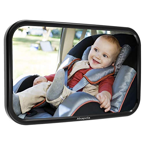 Espejo Retrovisor Coche Bebé para Ver su Bebé en Asiento Trasero, Akapola Versión Actualizada 360° Rotación Gran Tamaño sin Distorción para Silla Trasera de Bebé/Asientos de Niños