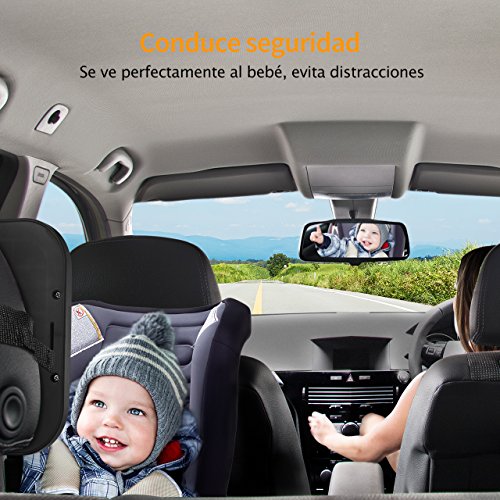 Espejo Retrovisor Coche de VicTsing para Vigilar al Bebé en el Coche, 360° Ajustable Irrompible Interior Espejo Coche Bebé, para Los Asientos de Niños Orientados Hacia Atrás,100% Inastillable