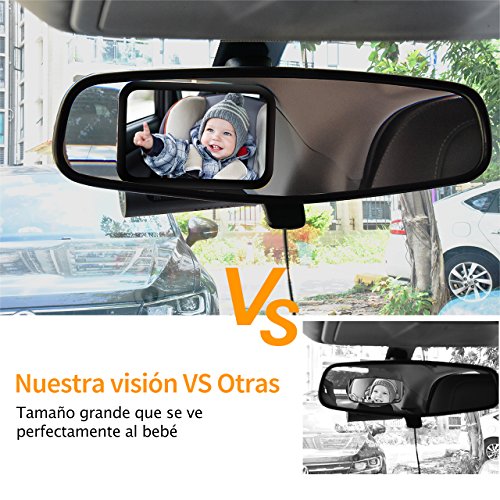 Espejo Retrovisor Coche de VicTsing para Vigilar al Bebé en el Coche, 360° Ajustable Irrompible Interior Espejo Coche Bebé, para Los Asientos de Niños Orientados Hacia Atrás,100% Inastillable