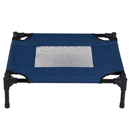 Estink Cama elevada para Perro doméstico, Cama para Mascotas Elevé con Red Transpirable y Tubo de Metal Robuste para Perro o Gatos, Azul Oscuro