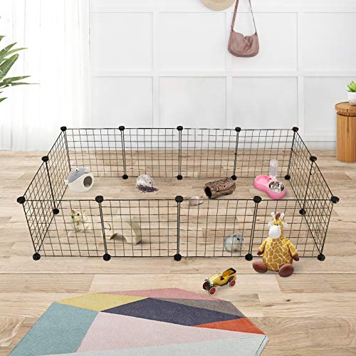 EUGAD DIY Jaula Modular Valla para Animales Pequeños, Parque para Mascotas para Hámsteres Cobayas Conejos Perros Gatos 12 Pieza Plástico/Metal Negro 0002WL