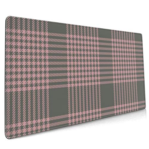 Extienda la Alfombrilla de ratón Pink Green Hounds Tooth Check Plaid 40 X 90 CM Mousepad con Base de Goma Antideslizante, Teclado de computadora Suave Alfombrilla para Ratones