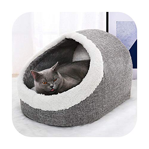 F-pump - Cama para mascotas lavable de invierno cálida para gatos, canasta de lana para gatos, con cojín para perro o gato, cojín para mascotas en suministros para gatos