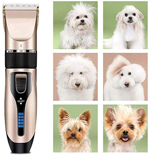 FANPING Perro Gato Clippers máquina de Afeitar, Profesional de la preparación del Pelo Clippers Desmontable Láminas inalámbrico Recargable, Pet Clipper Kit con Tijera, peines