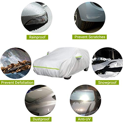 Favoto Cubierta de Coche Impermeable Funda de Coche Exterior Oxford+Algodón con Cremallera para Hatchback Anti-UV Transpirable Resistente al Polvo Lluvia Rasguño Nieve al Aire Libre 435x180x160cm