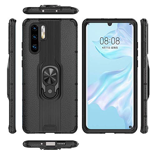 FAWUMAN Funda para Huawei P30 Pro Soft TPU + Duro PC Doble Parachoques Cubierta a Anillo Soporte con Soporte y Carcasa Desmontable, Funda Protectora Serie Armadura