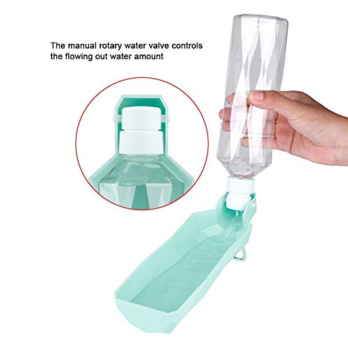 Fdit Botella de Agua Portátil para Perros Dispensador Ligera Viajes para Mascotas Taza de Bebida Plegable 500ml Socialme-EU(Verde)