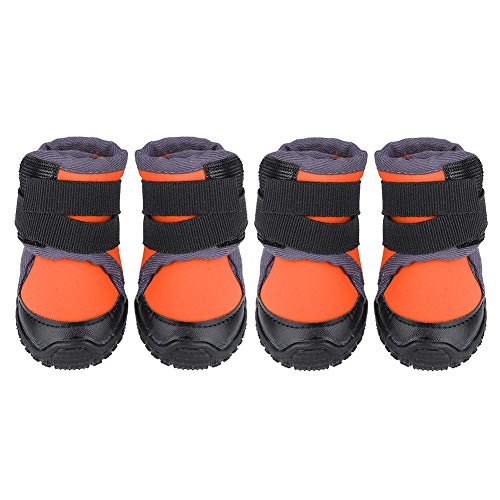 Fdit Socialme-EU 4Piezas de Moda para Mascotas Cachorro Zapatos Perro Grande Antideslizante Deportes Botas de Escalada (45#-Naranja)