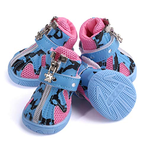 Feidaeu Zapatos para Mascotas con Raya para Perros Zapatos Transpirables Antideslizantes de la Zapatilla de Deporte para Peluche Pequeño Perro Gato Botas