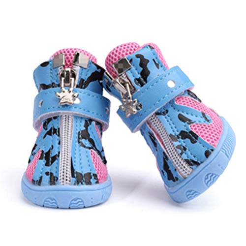 Feidaeu Zapatos para Mascotas con Raya para Perros Zapatos Transpirables Antideslizantes de la Zapatilla de Deporte para Peluche Pequeño Perro Gato Botas