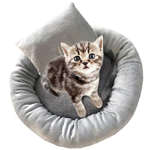 FELZ Cama para Perro y Gato, Cómodo Terciopelo Completo EláStico Gato Perro Mascota Nido Cama para Gatos Perrera Conjunto De 3 Piezas, Cama + Cushion + Almohada