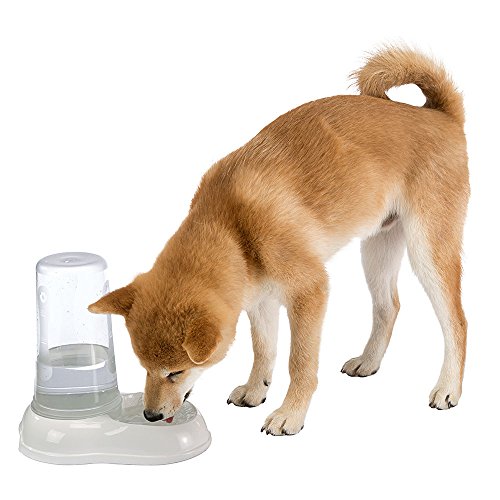 Ferplast Dispensador de Comida o Agua para Perros y Gatos AZIMUT 1500, 1,5 L, croquetas, Comida Seca o Agua, Plástico, Depósito Transparente, Base Antideslizante, 16,5 x 25 x h 24,5 cm Blanco