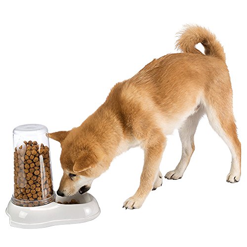 Ferplast Dispensador de Comida o Agua para Perros y Gatos AZIMUT 1500, 1,5 L, croquetas, Comida Seca o Agua, Plástico, Depósito Transparente, Base Antideslizante, 16,5 x 25 x h 24,5 cm Blanco