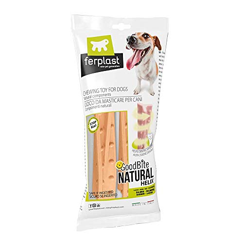 Ferplast Goodbite Natural Helix M Juguete Hueso À Hélice para La Higiene Oral, Sabor A Salmón, Perro Medio - Grande (7-25 Kg), Natural, 2 Piezas De 23G 1 Unidad 46 g