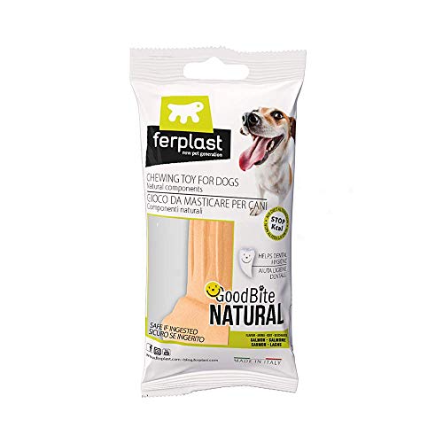 Ferplast Goodbite Natural M Juguete Hueso para La Higiene Oral, Sabor A Salmón, Perro Medio - Grande (8-25 Kg), Natural, 1 Pieza De 70G 1 Unidad 73.5 g