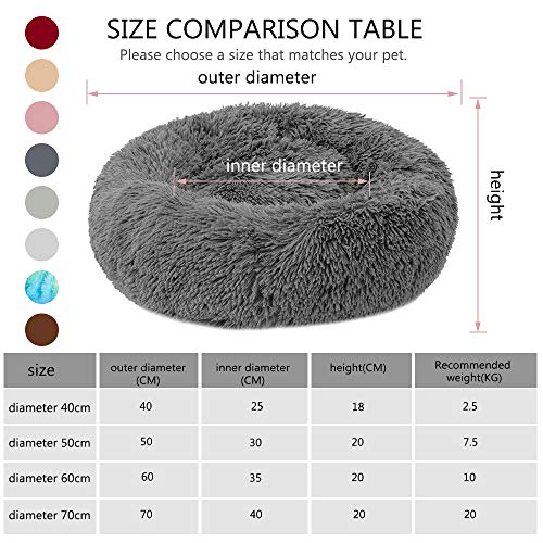 Festnight Cama Perro Gato Grande Pequeño Cama Mascota Redonda Felpa Sofa Suave Cachorro Animales Domésticos Invierno, Cómoda y Lavable, X/S/L/XL, Rosa/Blanco/Gris Claro/Gris Oscuro/Rojo/Marrón Claro