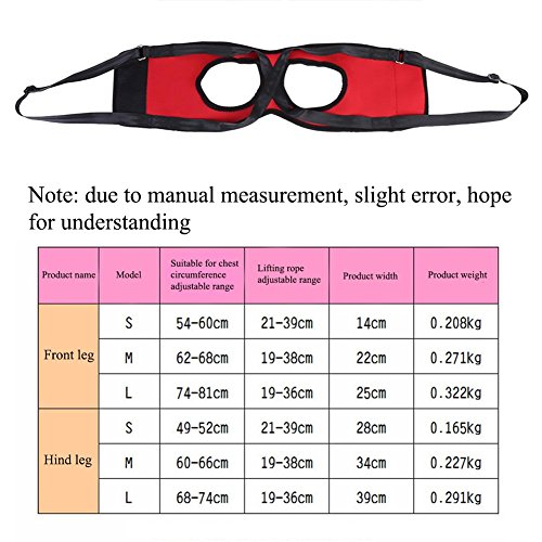 Filfeel Soporte para perros Arnés Pet Walking Ayuda Lifting Pulling Vest Sling Support Rehabilitation para perros viejos y heridos(Pata delantera - M-rojo)