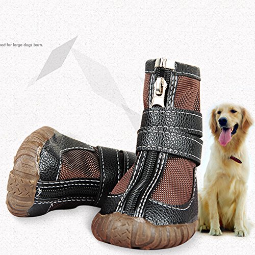 FLAdorepet Zapatos Deportivos de Piel sintética para Perro Grande, Impermeables, Antideslizantes, para Lluvia, diseño de Pitbull Golden Retriever