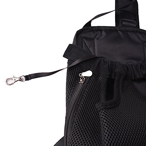 FONLAM Bolso Frontal Perro Gato Mochila Transportin Portátil Cachorro Mascota con Hombreras Tirantes Ajustables Entrepiernas de Malla (S(0-2.5KG), Negro)