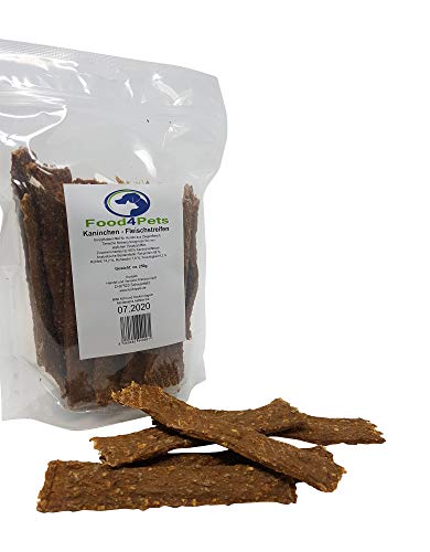 Food4Pets Hundeleckerli Kaninchen Fleischstreifen 250g - getreidefreie y sabrosos Leckerli