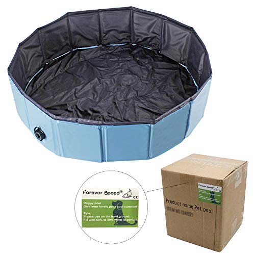 Forever Speed Piscina perros Gatos para perros grandes Portátil Bañera Baño de Mascota Plegable Piscina de Baño Doggy Pool 80 x 20 cm Azul