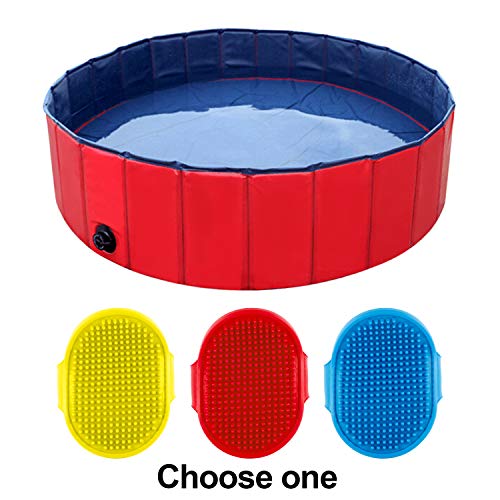 Forever Speed Piscina perros Gatos para perros grandes Portátil Bañera Baño de Mascota Plegable Piscina de Baño Doggy Pool 80 x 20 cm Rojo