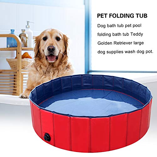 Forever Speed Piscina perros Gatos para perros grandes Portátil Bañera Baño de Mascota Plegable Piscina de Baño Doggy Pool 80 x 20 cm Rojo