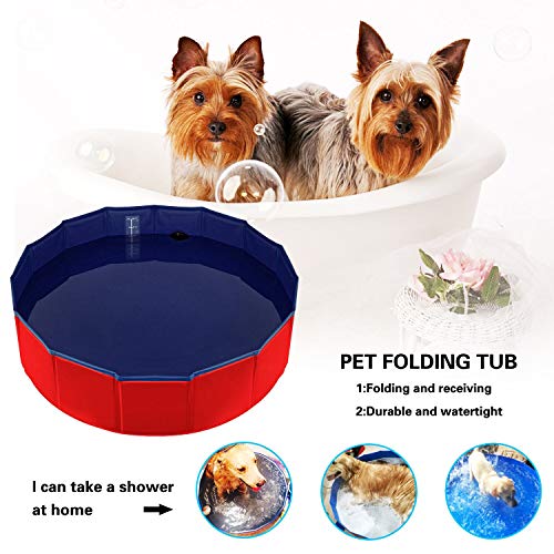 Forever Speed Piscina perros Gatos para perros grandes Portátil Bañera Baño de Mascota Plegable Piscina de Baño Doggy Pool 80 x 20 cm Rojo