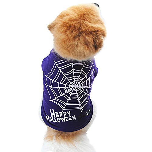 Fossrn Disfraz Halloween Perro Pequeño Chihuahua Yorkshire Camiseta Patrón de Telaraña para Mascota Gato Cachorros