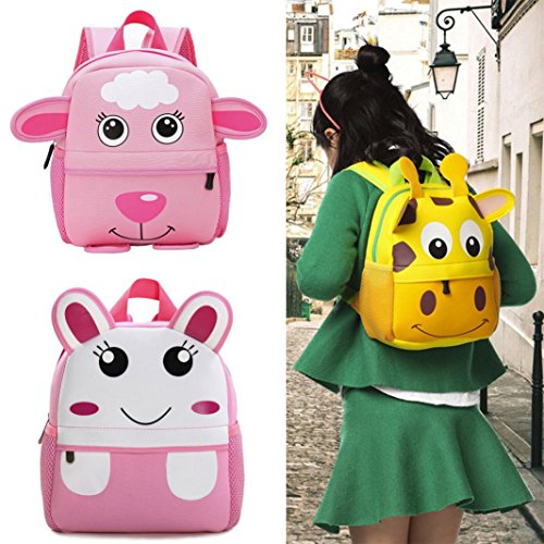 Fossrn Mochila de Escolares,3D Animales Bolsos para Infantil Niño Niña de 2 a 6 años para Guardería Primaria (Jirafa)