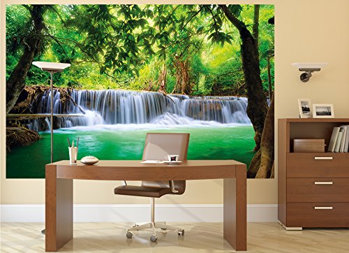 Foto mural Cascada de Feng Shui Decoración Naturaleza Selva Paisaje Paraíso Vacaciones Tailandia Asia Wellness Spa Relax I foto-mural foto póster deco pared by GREAT ART (210 x 140 cm)