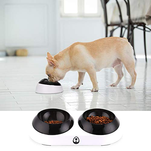 FREESOO Comederos Perros Gatos Mascotas con Dos Tazas de ABS Base de Silicona Antideslizante 2 Cuencos Comedero para Comida y Agua Tazón Alimentador para Perros Grande/Medianos y Gatos (2 x 200ml)