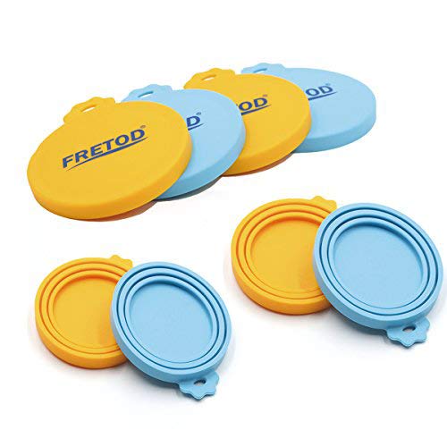 FRETOD Universal Stretchable Silicone Caps de Lata para Mascota, Perro, Gato - Pack de 4