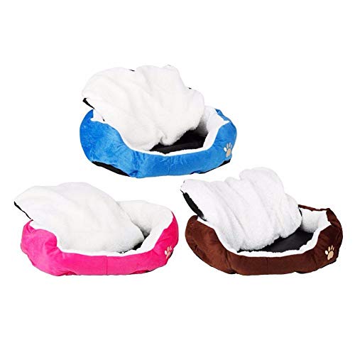 FSEFGSWFG Cama para Perros Calentamiento para Mascotas Casa para Perros Nido de Material Blando Cestas para Perros Otoño e Invierno Cálida Perrera para Gato Cachorro, Rosa roja, M