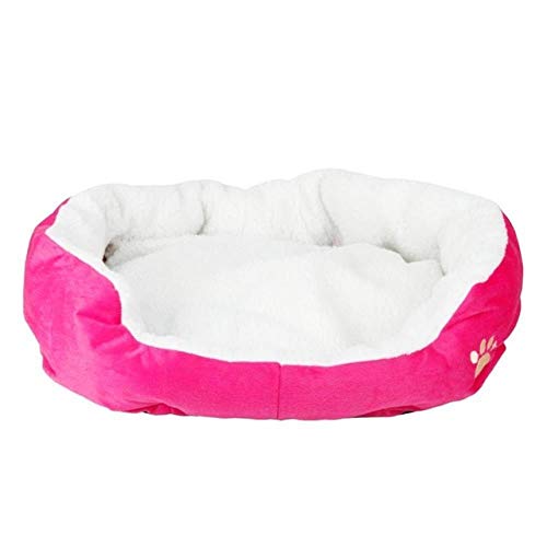 FSEFGSWFG Cama para Perros Calentamiento para Mascotas Casa para Perros Nido de Material Blando Cestas para Perros Otoño e Invierno Cálida Perrera para Gato Cachorro, Rosa roja, M