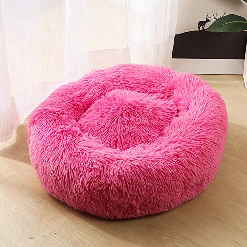 FSEFGSWFG Colorido Gato Sofá Cama para Dormir Casa de Perro Redonda para Perros Productos para Mascotas Perreras Estera Canasta Sofá para pequeño Perro Grande Mediano Gato Rojo, Rosa roja, OD 50 cm