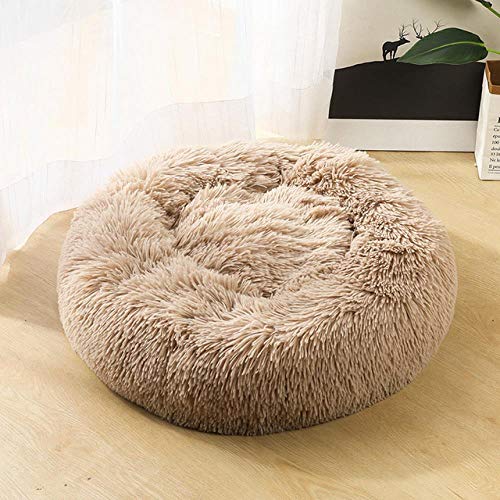 FSEFGSWFG Gato Colorido Sofá Cama para Dormir Casa de Perro Redonda para Perros Productos para Mascotas Perreras Estera Canasta Sofá para Perro pequeño Grande Mediano Gato, Beige, OD 100 cm