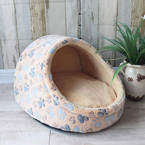 FSEFGSWFG Pet Dog House Nest con colchoneta Cesta Plegable para Perros Cama para Gatos para Perros pequeños medianos Perreras de Viaje Perreras para Gatos Cojín Chihuahua, Pata marrón, 36x35x25cm