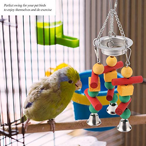 FTVOGUE Loro mordedura Campana de Colores de Madera Colgando Juguete para Masticar con Anillo Campana para Mascotas Aves Loro