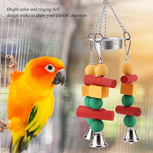 FTVOGUE Loro mordedura Campana de Colores de Madera Colgando Juguete para Masticar con Anillo Campana para Mascotas Aves Loro