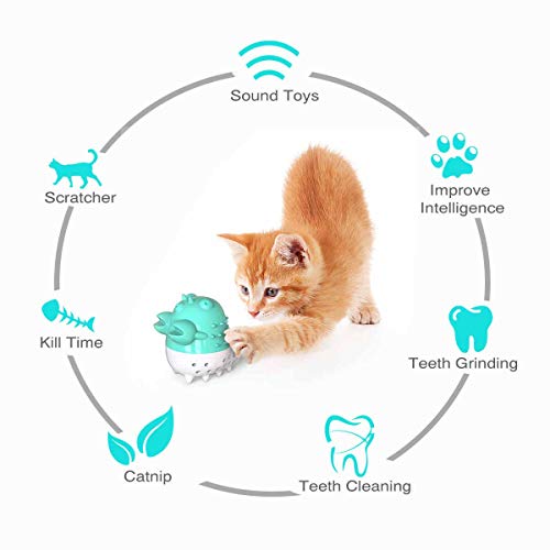 Fudeer Divertido Juguete Multifuncional Gato con Hierba Gatera, Los Dientes Herramienta De Limpieza, Masticar Juguete Molar, IQ Juguete Educativo Interactivo